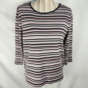 Hasting & Smith Multicolored Striped Long Sleeve Pullover Top Petite Size PXL